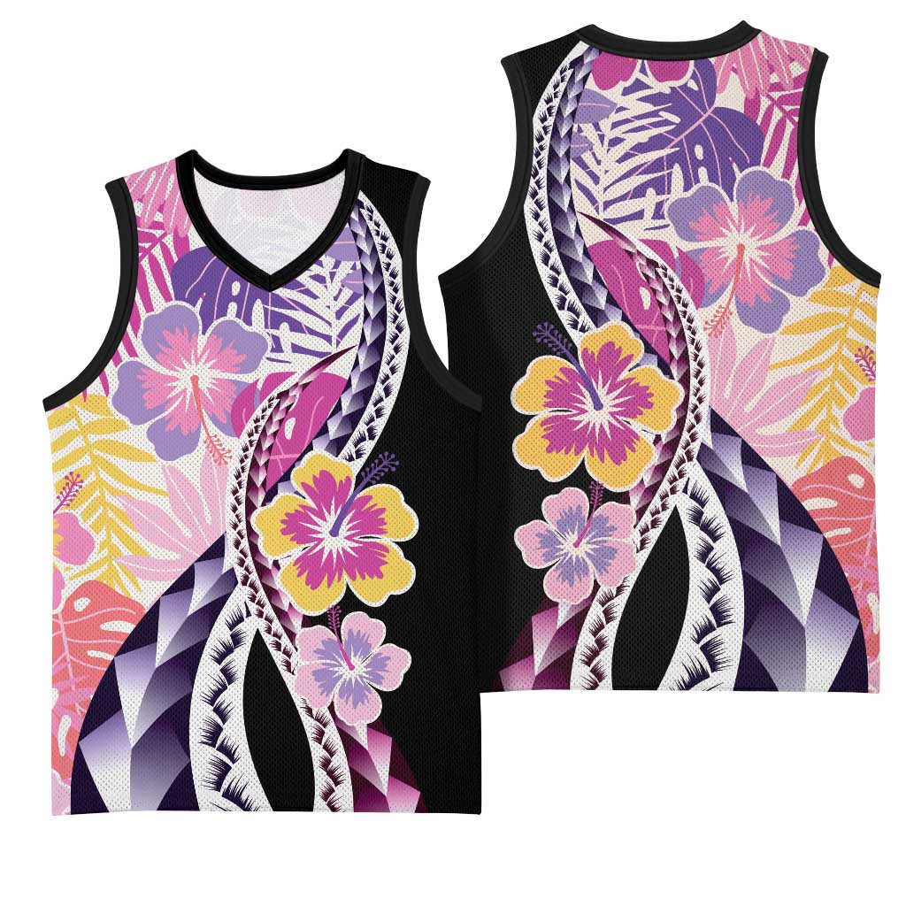Aloha Vintage Hibiscus Lei Seamless Pattern Basketball Jersey LT9 - Polynesian Pride