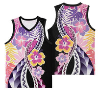 Aloha Vintage Hibiscus Lei Seamless Pattern Basketball Jersey LT9 - Polynesian Pride