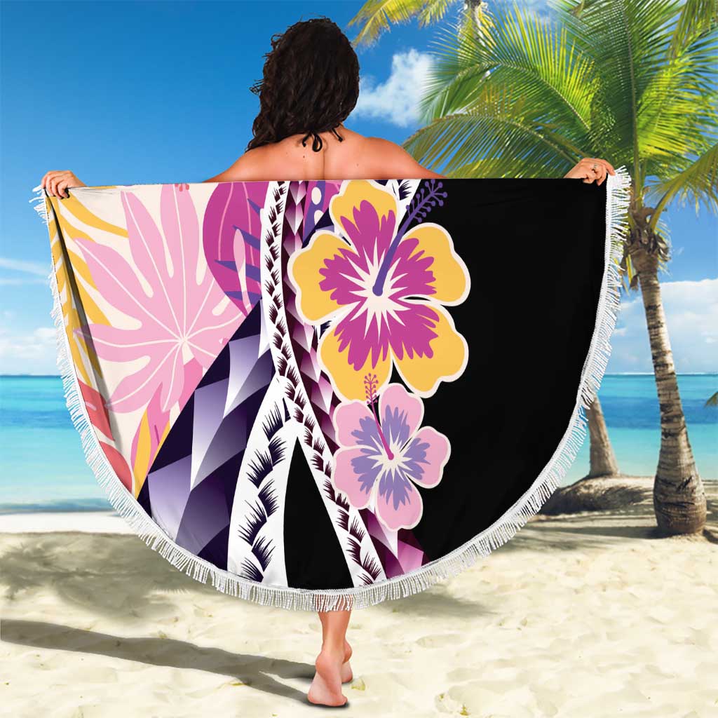 Aloha Vintage Hibiscus Lei Seamless Pattern Beach Blanket LT9 - Polynesian Pride