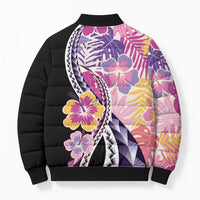 Aloha Vintage Hibiscus Lei Seamless Pattern Bomber Puffer Jacket LT9 - Polynesian Pride