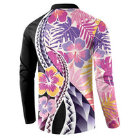 Aloha Vintage Hibiscus Lei Seamless Pattern Button Sweatshirt LT9 - Polynesian Pride