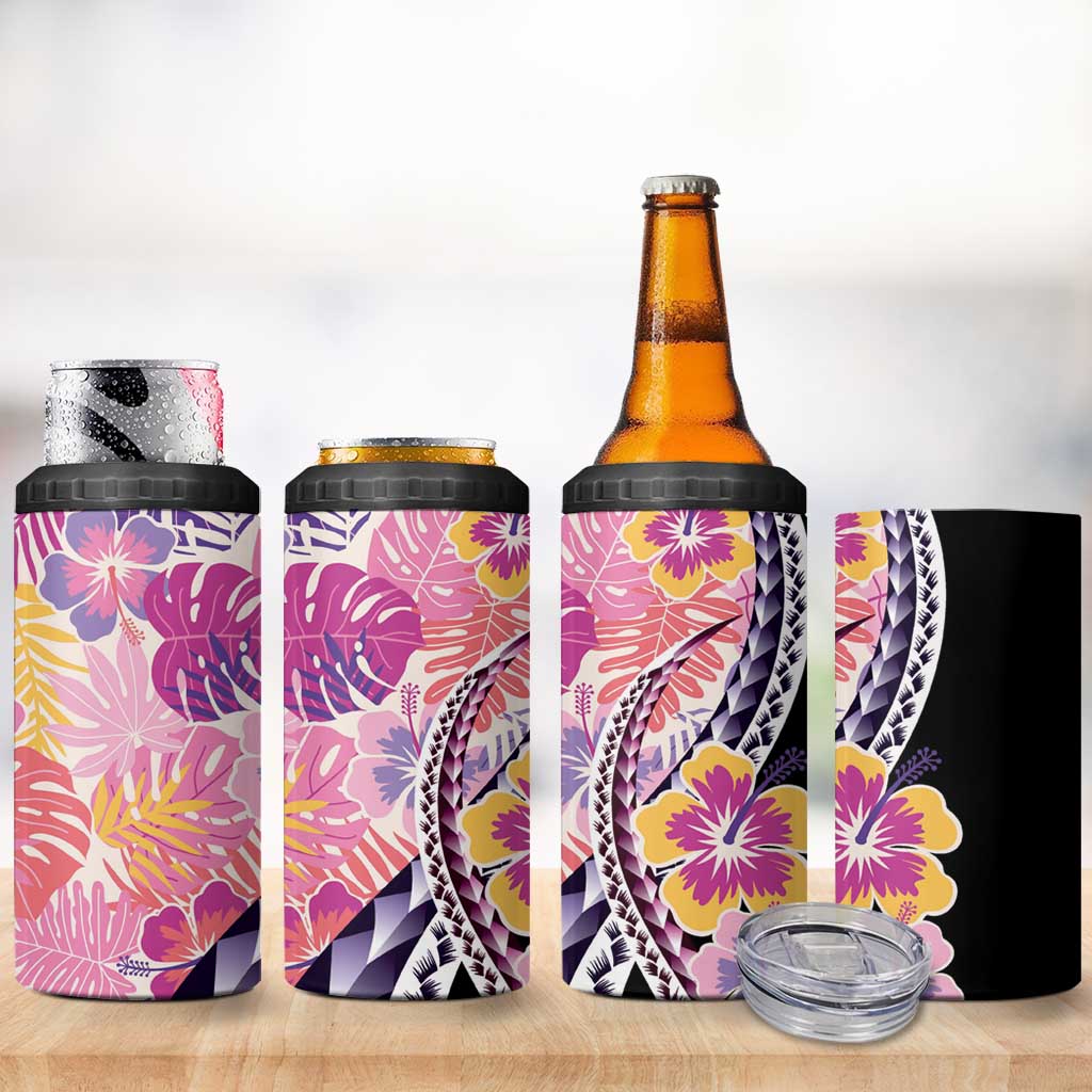 Aloha Vintage Hibiscus Lei Seamless Pattern 4 in 1 Can Cooler Tumbler LT9 - Polynesian Pride