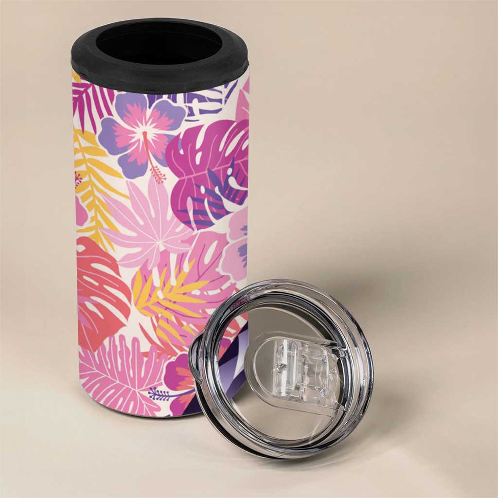 Aloha Vintage Hibiscus Lei Seamless Pattern 4 in 1 Can Cooler Tumbler LT9 - Polynesian Pride