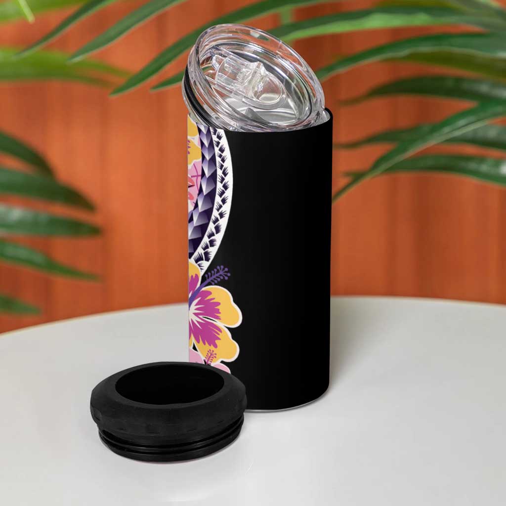 Aloha Vintage Hibiscus Lei Seamless Pattern 4 in 1 Can Cooler Tumbler LT9 - Polynesian Pride