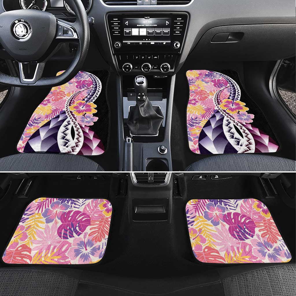 Aloha Vintage Hibiscus Lei Seamless Pattern Car Mats LT9 Set 4pcs Pink - Polynesian Pride