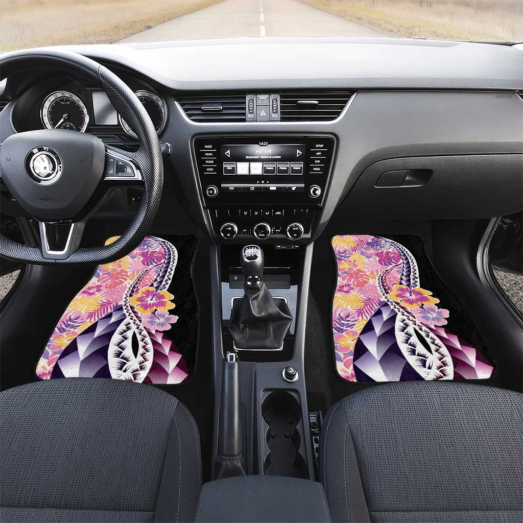 Aloha Vintage Hibiscus Lei Seamless Pattern Car Mats LT9 Set 2pcs - Front Pink - Polynesian Pride