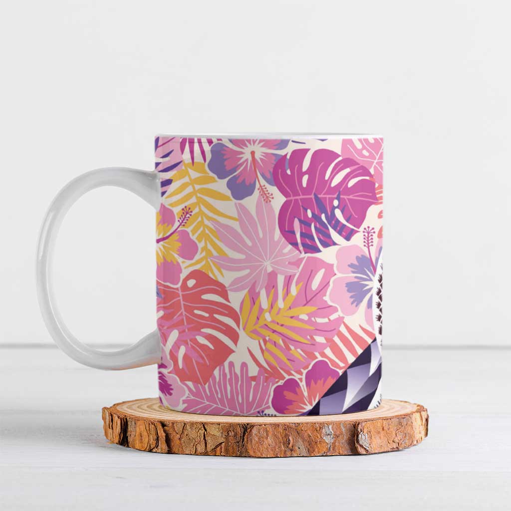 Aloha Vintage Hibiscus Lei Seamless Pattern Ceramic Mug LT9 Pink - Polynesian Pride