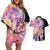 Aloha Vintage Hibiscus Lei Seamless Pattern Couples Matching Off Shoulder Short Dress and Hawaiian Shirt - Polynesian Pride