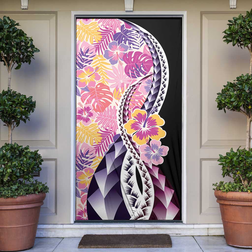 Aloha Vintage Hibiscus Lei Seamless Pattern Door Cover - Polynesian Pride