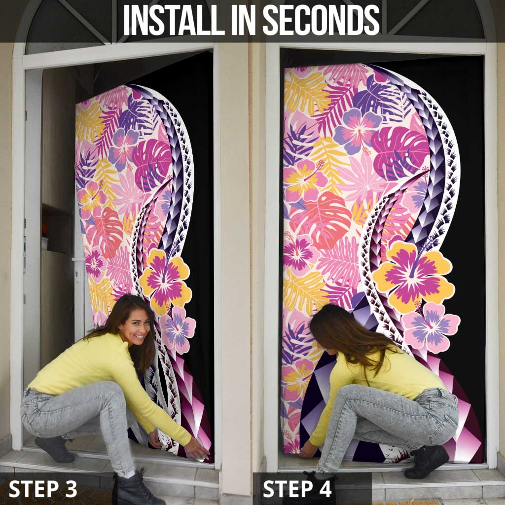 Aloha Vintage Hibiscus Lei Seamless Pattern Door Cover - Polynesian Pride