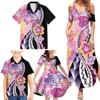 Aloha Vintage Hibiscus Lei Seamless Pattern Family Matching Summer Maxi Dress and Hawaiian Shirt - Polynesian Pride