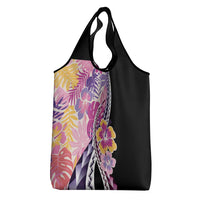 Aloha Vintage Hibiscus Lei Seamless Pattern Grocery Bag - Polynesian Pride