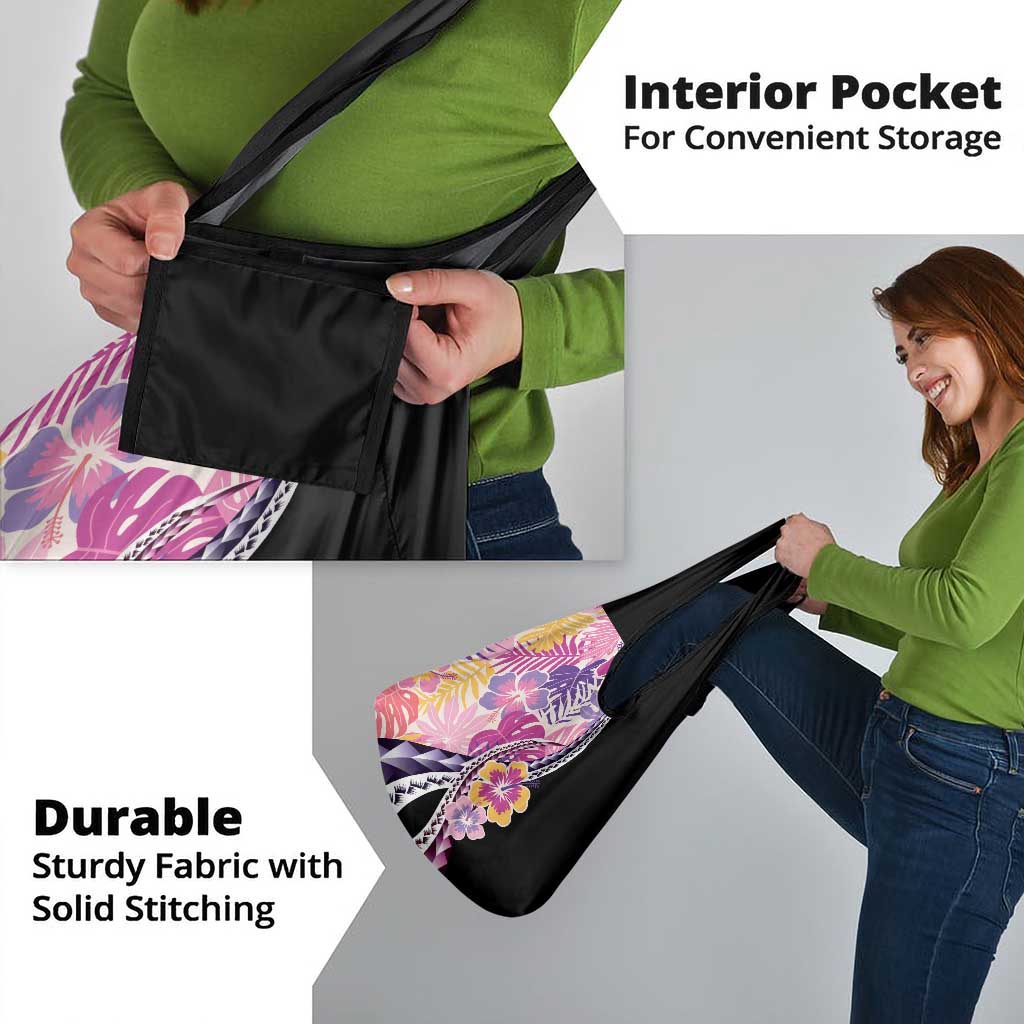 Aloha Vintage Hibiscus Lei Seamless Pattern Grocery Bag - Polynesian Pride