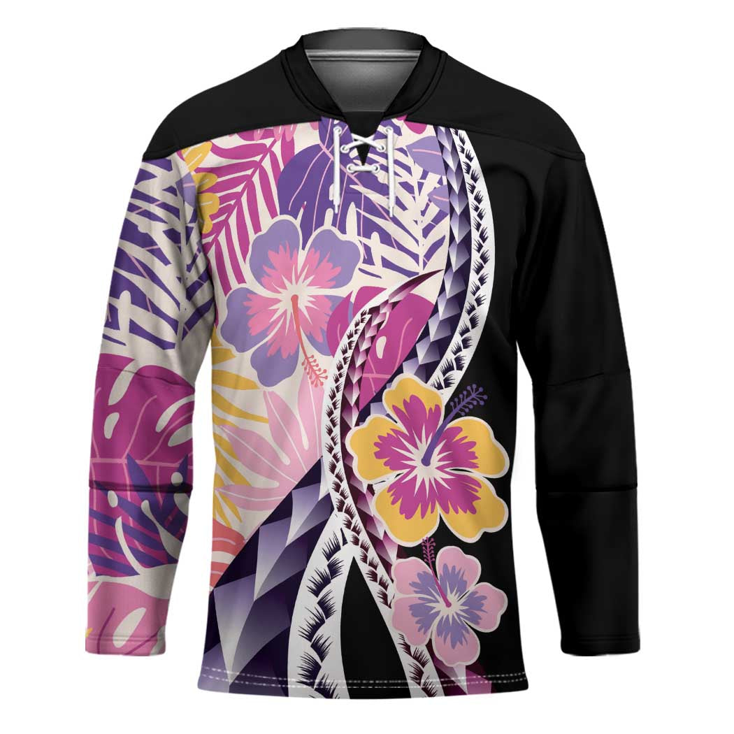 Aloha Vintage Hibiscus Lei Seamless Pattern Hockey Jersey LT9 Unisex Pink - Polynesian Pride