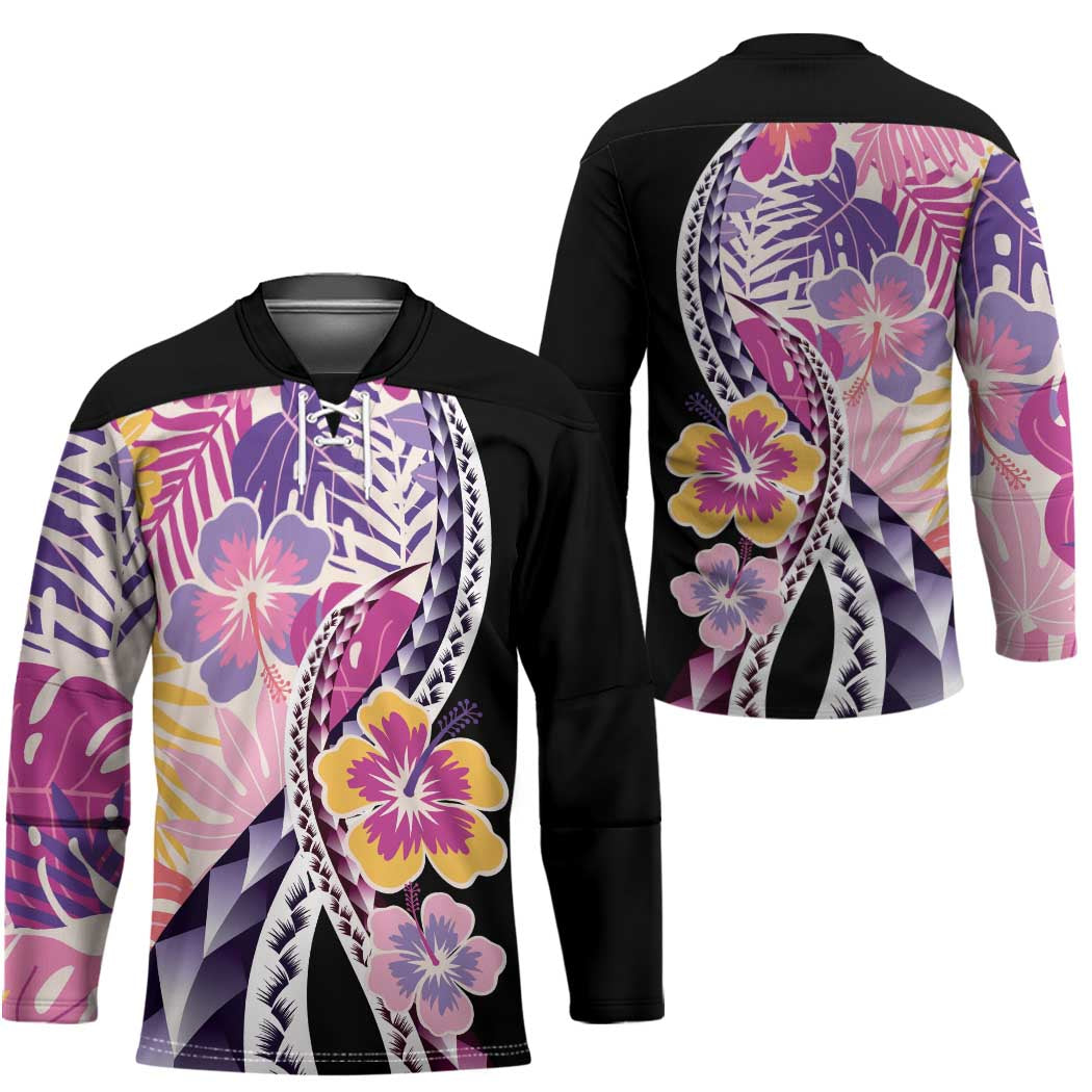 Aloha Vintage Hibiscus Lei Seamless Pattern Hockey Jersey LT9 - Polynesian Pride
