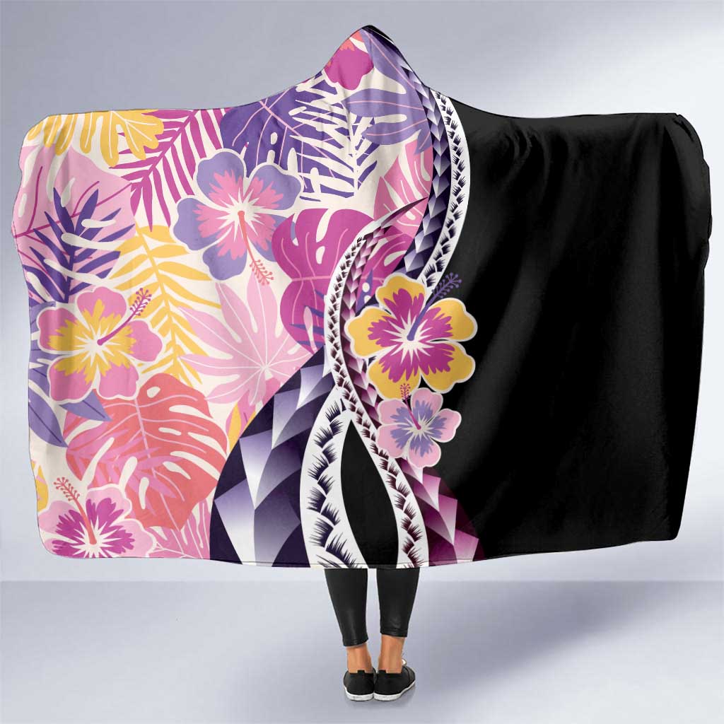 Aloha Vintage Hibiscus Lei Seamless Pattern Hooded Blanket - Polynesian Pride