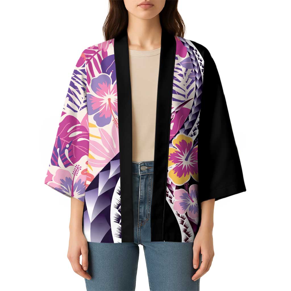 Aloha Vintage Hibiscus Lei Seamless Pattern Kimono - Polynesian Pride