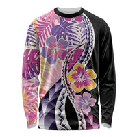 Aloha Vintage Hibiscus Lei Seamless Pattern Long Sleeve Shirt LT9 Unisex Pink - Polynesian Pride