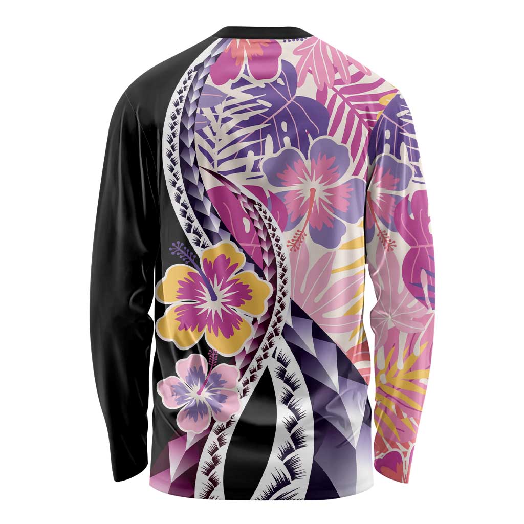 Aloha Vintage Hibiscus Lei Seamless Pattern Long Sleeve Shirt LT9 - Polynesian Pride