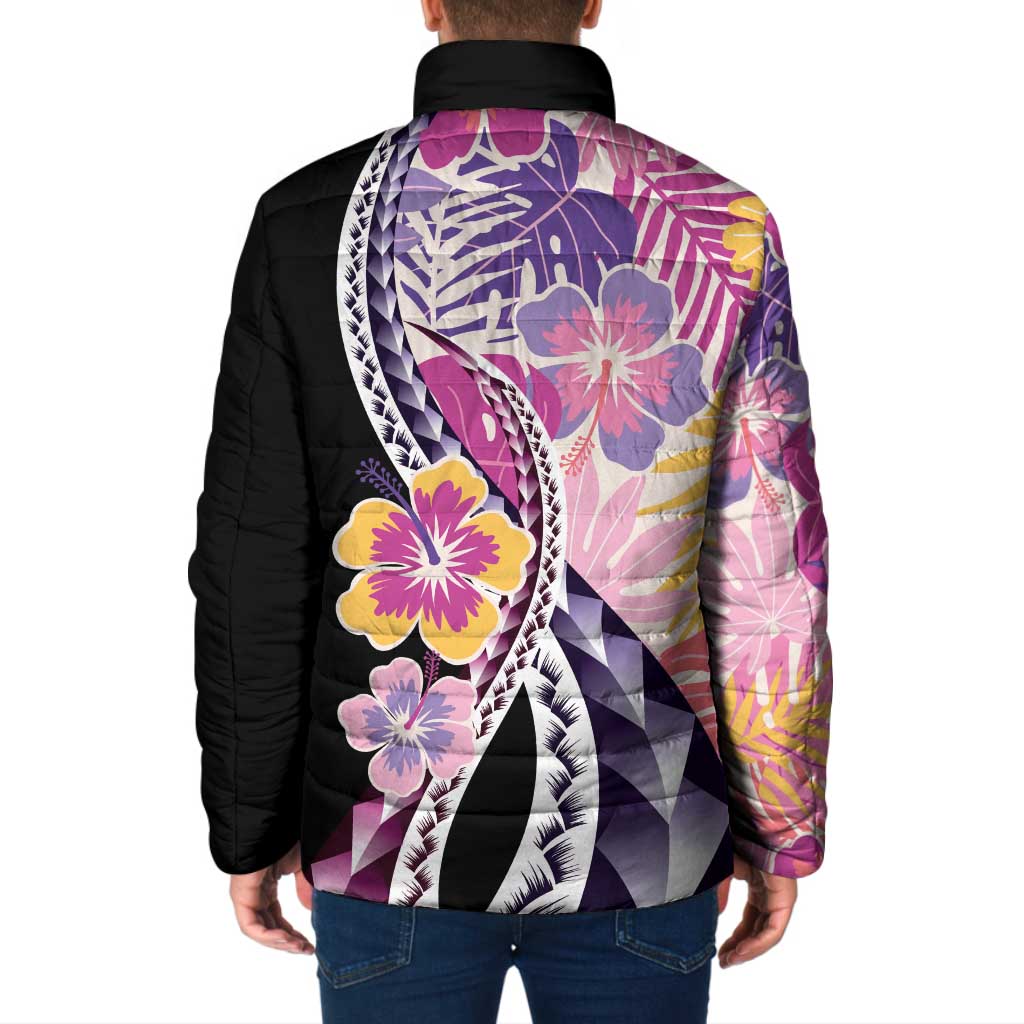 Aloha Vintage Hibiscus Lei Seamless Pattern Padded Jacket LT9 - Polynesian Pride