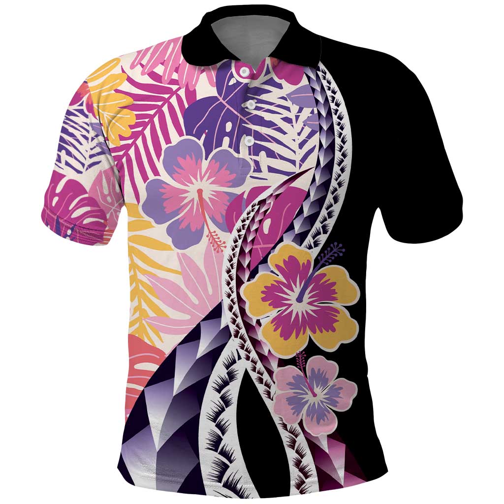 Aloha Vintage Hibiscus Lei Seamless Pattern Polo Shirt - Polynesian Pride