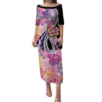 Aloha Vintage Hibiscus Lei Seamless Pattern Puletasi - Polynesian Pride