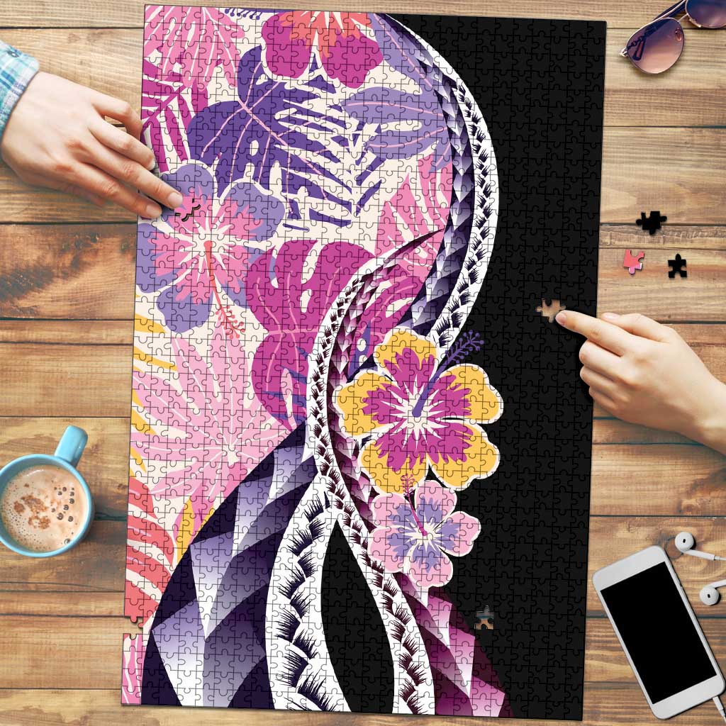 Aloha Vintage Hibiscus Lei Seamless Pattern Puzzle LT9 Pink - Polynesian Pride
