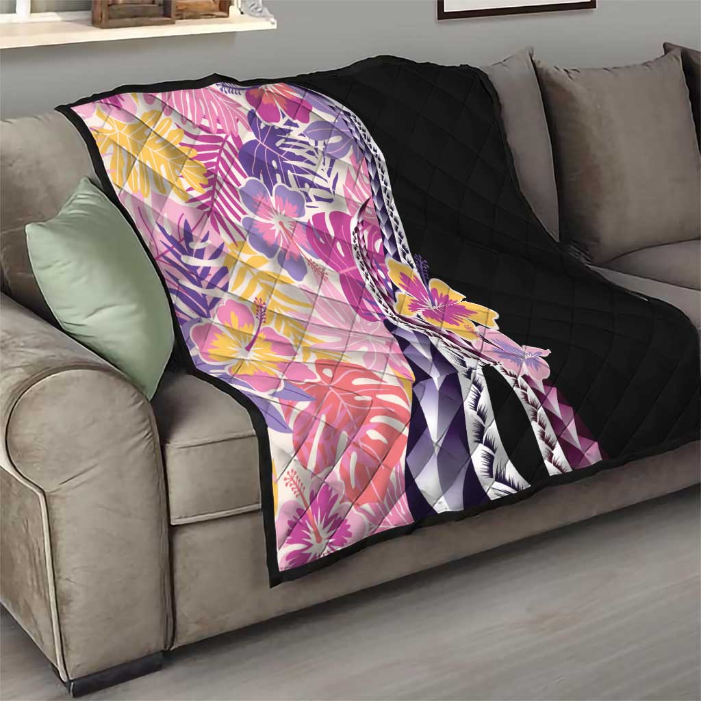 Aloha Vintage Hibiscus Lei Seamless Pattern Quilt - Polynesian Pride