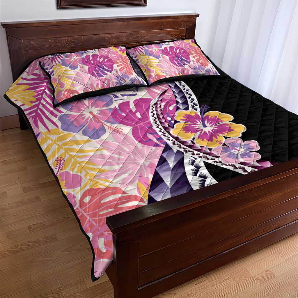 Aloha Vintage Hibiscus Lei Seamless Pattern Quilt Bed Set - Polynesian Pride