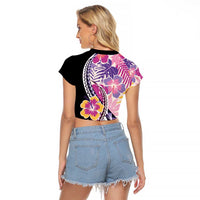 Aloha Vintage Hibiscus Lei Seamless Pattern Raglan Cropped T Shirt - Polynesian Pride
