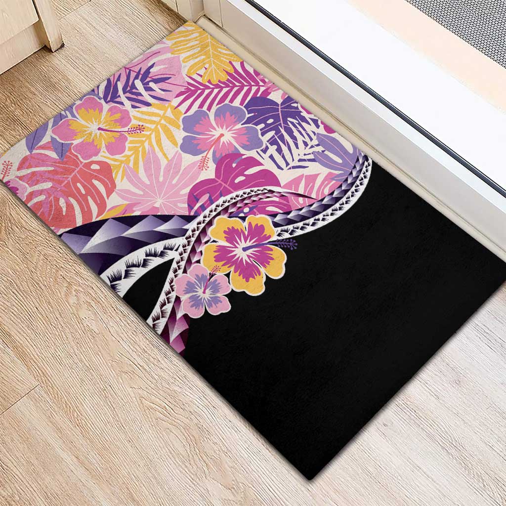 Aloha Vintage Hibiscus Lei Seamless Pattern Rubber Doormat LT9 - Polynesian Pride
