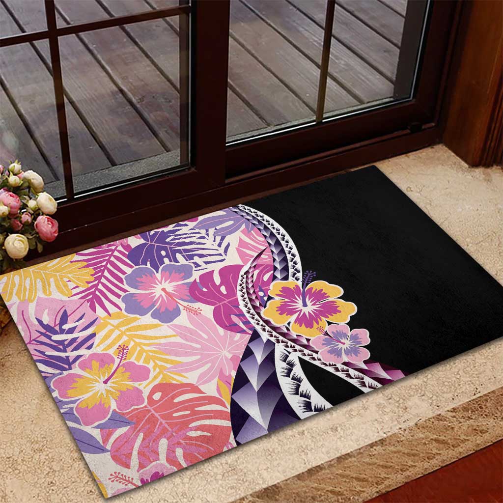 Aloha Vintage Hibiscus Lei Seamless Pattern Rubber Doormat LT9 - Polynesian Pride