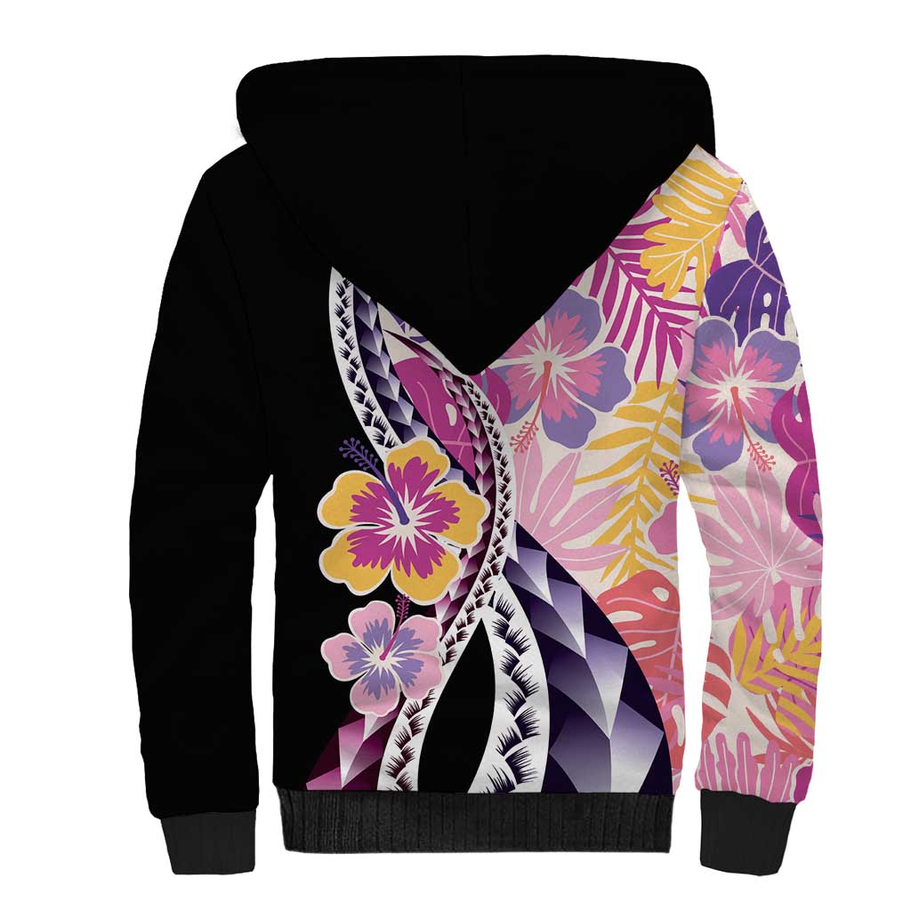 Aloha Vintage Hibiscus Lei Seamless Pattern Sherpa Hoodie LT9 - Polynesian Pride