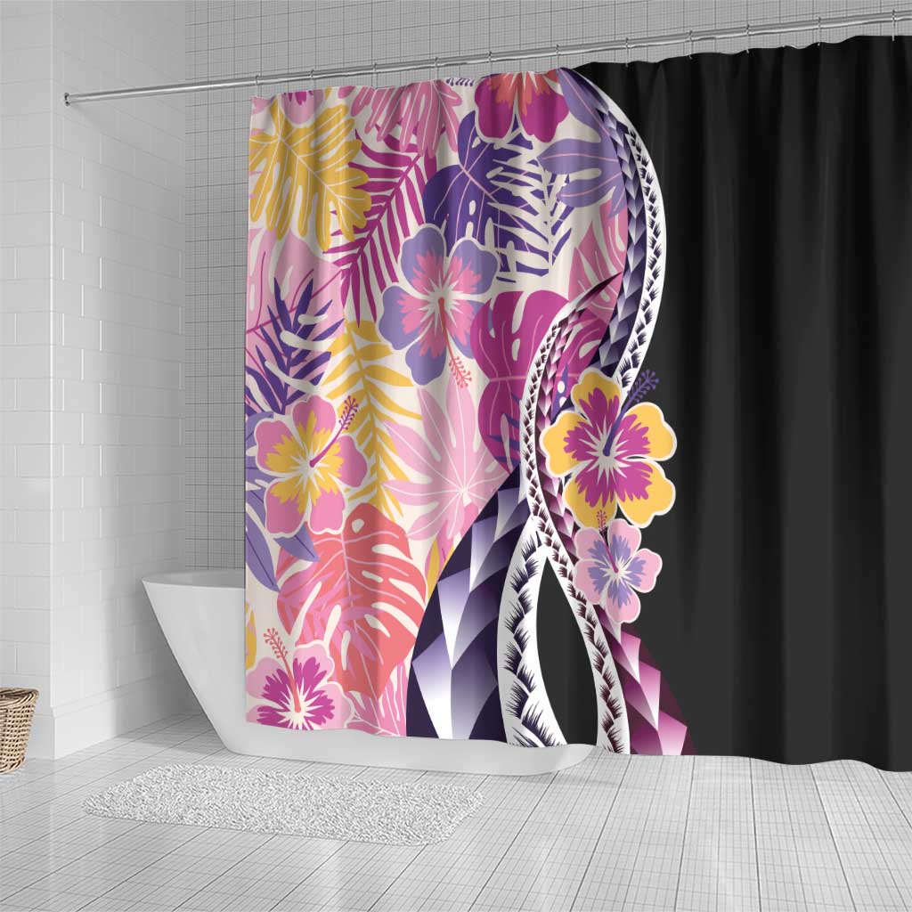 Aloha Vintage Hibiscus Lei Seamless Pattern Shower Curtain - Polynesian Pride