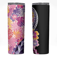 Aloha Vintage Hibiscus Lei Seamless Pattern Skinny Tumbler - Polynesian Pride