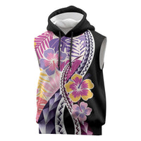 Aloha Vintage Hibiscus Lei Seamless Pattern Sleeveless Hoodie LT9 Pink - Polynesian Pride