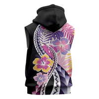 Aloha Vintage Hibiscus Lei Seamless Pattern Sleeveless Hoodie LT9 - Polynesian Pride