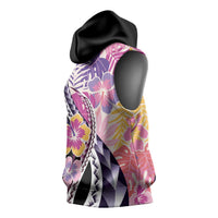 Aloha Vintage Hibiscus Lei Seamless Pattern Sleeveless Hoodie LT9 - Polynesian Pride