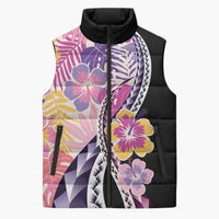 Aloha Vintage Hibiscus Lei Seamless Pattern Sleeveless Puffer Jacket LT9 Unisex Pink - Polynesian Pride