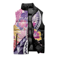 Aloha Vintage Hibiscus Lei Seamless Pattern Sleeveless Puffer Jacket LT9 - Polynesian Pride