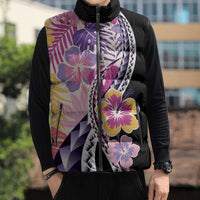 Aloha Vintage Hibiscus Lei Seamless Pattern Sleeveless Puffer Jacket LT9 - Polynesian Pride