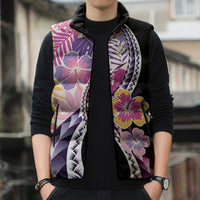 Aloha Vintage Hibiscus Lei Seamless Pattern Sleeveless Puffer Jacket LT9 - Polynesian Pride