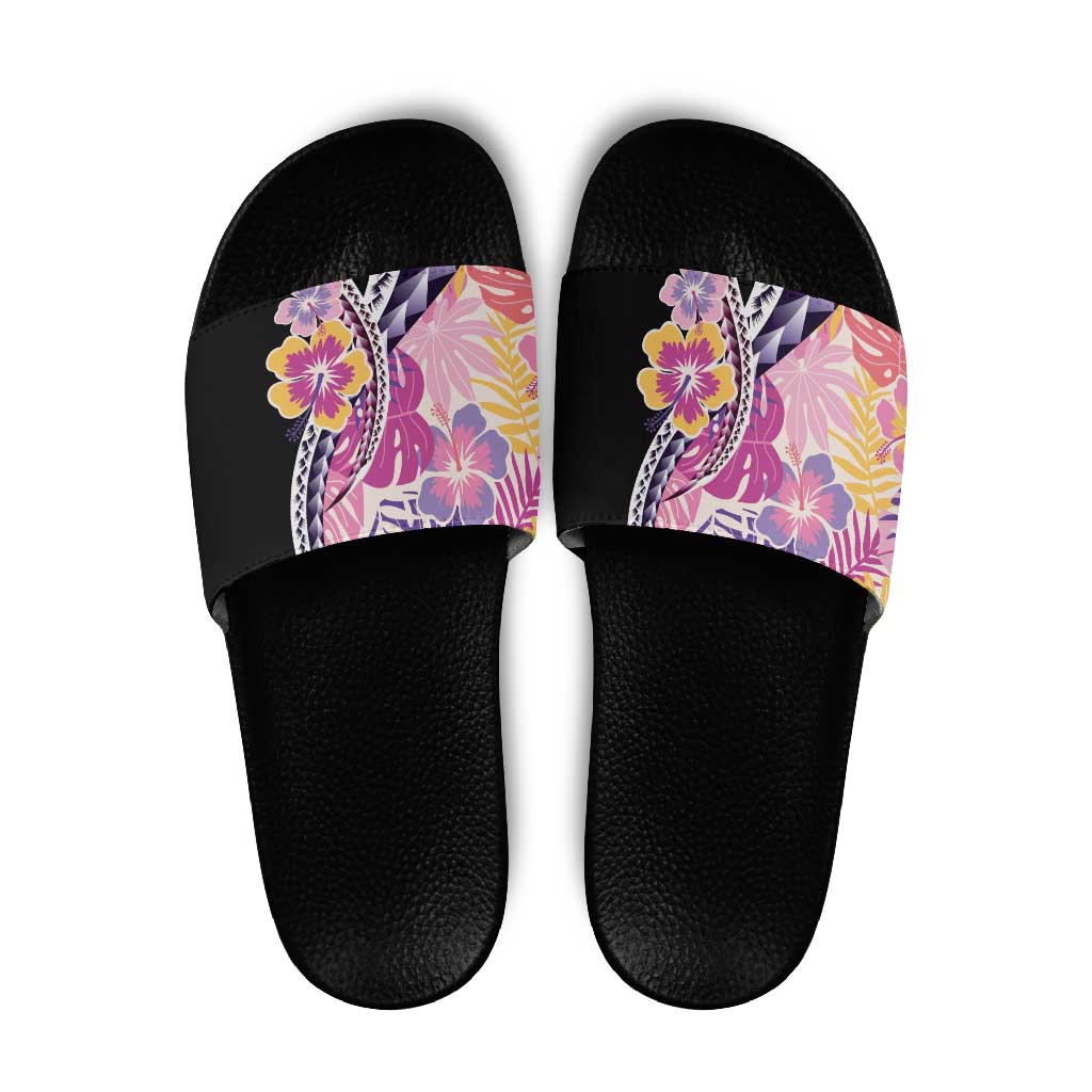 Aloha Vintage Hibiscus Lei Seamless Pattern Slide Sandals - Polynesian Pride