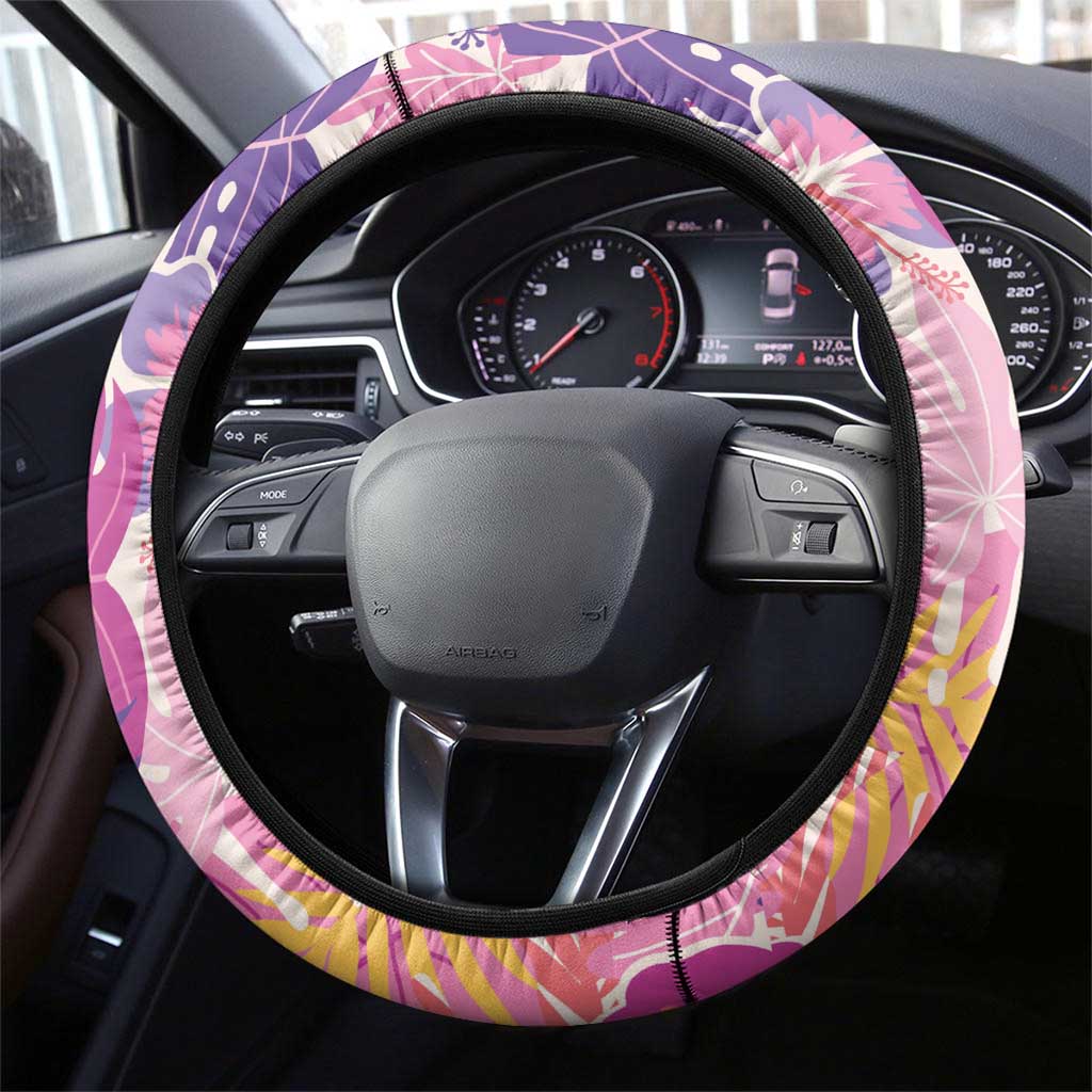 Aloha Vintage Hibiscus Lei Seamless Pattern Steering Wheel Cover LT9 - Polynesian Pride