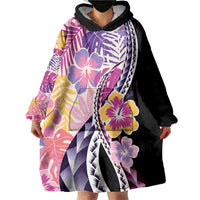 Aloha Vintage Hibiscus Lei Seamless Pattern Wearable Blanket Hoodie LT9 - Polynesian Pride