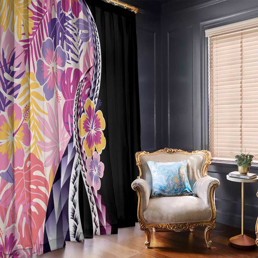 Aloha Vintage Hibiscus Lei Seamless Pattern Window Curtain - Polynesian Pride