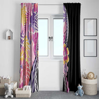 Aloha Vintage Hibiscus Lei Seamless Pattern Window Curtain - Polynesian Pride