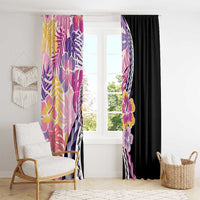 Aloha Vintage Hibiscus Lei Seamless Pattern Window Curtain - Polynesian Pride
