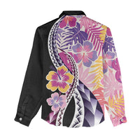 Aloha Vintage Hibiscus Lei Seamless Pattern Women Casual Shirt - Polynesian Pride