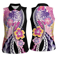 Aloha Vintage Hibiscus Lei Seamless Pattern Women Sleeveless Polo Shirt LT9 - Polynesian Pride